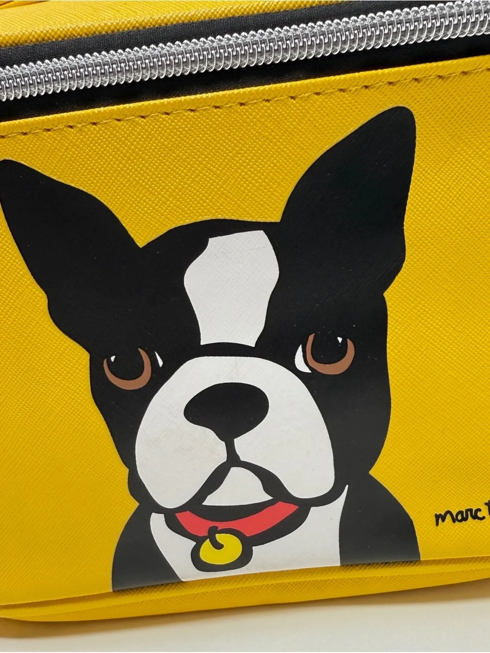 Marc Tetro Boston Terrier Rectangle Makeup Cosmetic Zipper Train Case Yellow NEW
